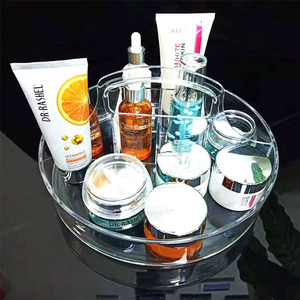 Portable Acrylic Bathroom Storage Makeup Organizer Divided Box with Handle