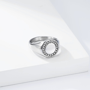 Fashion <b>Rings</b> 18K Gold Plated <b>Titanium</b> Steel Full Diamond Pave Setting Geometric Shape Unisex Gift Jewelry - Product Image 4