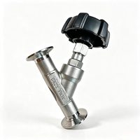 Vanne de régulation manuelle sanitaire à siège en Y de 1 pouce, raccord Tri-Clamp, PN16, avec volant hygiénique pour le contrôle du débit de vapeur et de liquides dans les conduites