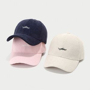 Gorra de béisbol coreana de pana con letras bordadas para hombre y mujer, nueva colección - Product Image 2