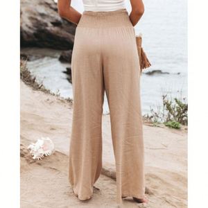 Pantalons en coton et <span class=keywords><strong>lin</strong></span> pour femmes, pantalons amples décontractés, couleur unie, pantalons pour femmes grandes tailles, pantalons d'été pour femmes - Product Image 5