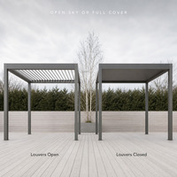 Pergola de jardin moderne avec toit à lamelles, télécommande, ombrage pour terrasse arrière, aluminium bioclimatique