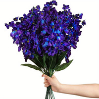 Fleurs d'orchidées artificielles de haute qualité en turquoise violette, 45 cm, décoration en plastique pour Thanksgiving, Noël, Pâques, mariages, fêtes