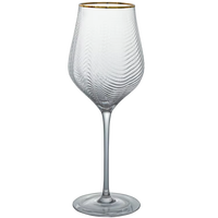 Décoration moderne en forme de feuille d'or Texture en forme de vague Motif élégant Tige de bord sans plomb Verre Gobelets à vin Lave-vaisselle écologique
