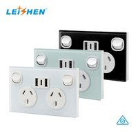 Placa de Vidrio Australiana con Certificación SAA, Interruptor Doble GPO, Enchufes Eléctricos Australianos, Tomacorriente de Pared con USB