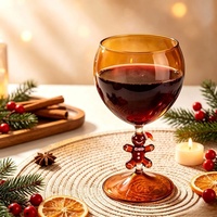 Verre à vin en forme de bonhomme en pain d'épices de Noël, en verre borosilicate ambré, fait main, pour la décoration de table de fête de fin d'année, cadeau