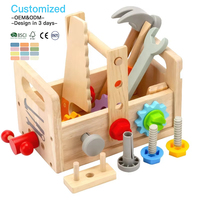 EDULAND OEM ODM Ensemble de jouets en bois Montessori, petite valise d'outils de menuisier avec clé et tournevis, éducatif pour enfants