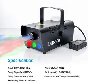 Machine à brouillard portable 500W RGBW LED lumières télécommande <span class=keywords><strong>Mini</strong></span> scène Machine à fumée Halloween fêtes de mariage Festivals - Product Image 4