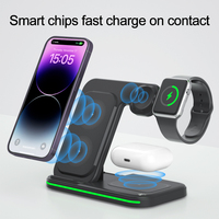 Support de chargeur sans fil universel pliable 3 en 1 15W pour téléphone portable Airpod IWatch