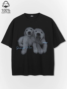 Camiseta negra con un divertido estampado de animales (perro), personalizable, ideal para el verano y apta tanto para hombres como para mujeres.F10 - Product Image 3