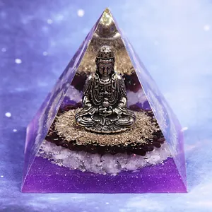 Gerador de energia de pirâmide, gerador de cristal natural, pirâmide, chakra, decoração de cura, joias, buda, orgonita