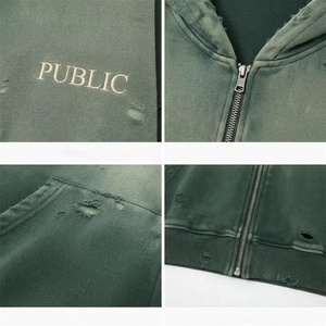 Sudadera con Capucha Oversize para Hombre de Marca Privada Personalizada, 450 g/m², de Moda, con Efecto Desgastado, Lavado Ácido, Bordado de Alto Gramaje y Teñido por Inmersión, de Corte Holgado - Product Image 2