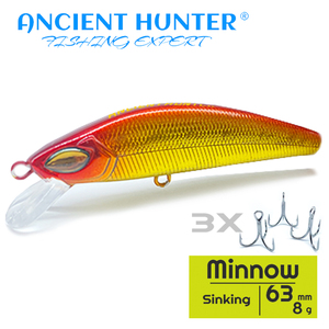 Antiguo cazador TMD-1041 63MM/8G de calidad profesional Señuelos de Pesca duro cebo hundimiento 2m slim calidad minnow cebos artificiales - Product Image 2