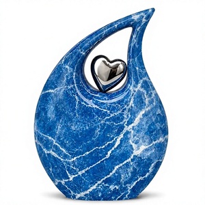 Urne funéraire de qualité supérieure, design classique en marbre, forme de goutte d'eau, pour cendres humaines, avec cœur doré. - Product Image 1