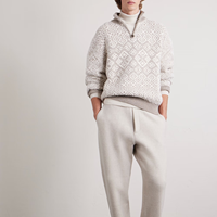 Pull en maille jacquard côtelé à col montant et fermeture éclair, coupe oversize, pour homme, tendance