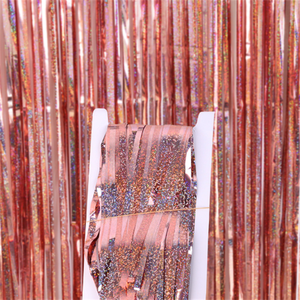Tirai Laser Foil perada ulang tahun pernikahan dekorasi pesta lajang tirai latar belakang pesta <span class=keywords><strong>Glitter</strong></span> perada emas pinggiran tirai Foil - Product Image 1