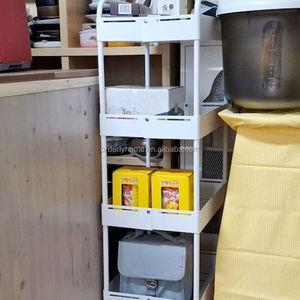 Chariot de rangement pliable et réglable sur roulettes, étagère extensible pour espaces étroits, en acier au carbone pour cuisine - Product Image 5