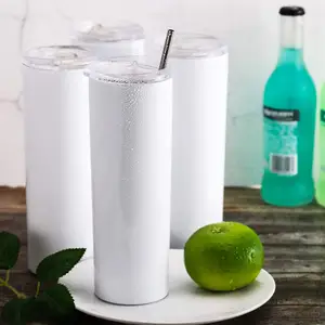 Watersy 20 oz ישר סקיני לבן ריק סובלימציה כוסות קיר כפול ואקום מבודד כוס עם שקופיות מכסה וקש