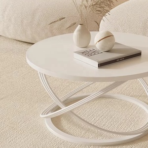 Tavolino da Caffè Rotondo Moderno <span class=keywords><strong>e</strong></span> Lussuoso per Soggiorno, con Piano in Finto Marmo <span class=keywords><strong>Bianco</strong></span> <span class=keywords><strong>e</strong></span> <span class=keywords><strong>Oro</strong></span> - Product Image 2