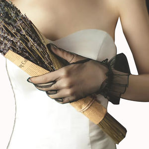 G9836M2 <span class=keywords><strong>gant</strong></span> en <span class=keywords><strong>tulle</strong></span> transparent court <span class=keywords><strong>noir</strong></span> pour femme - Product Image 1