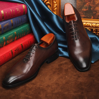 Chaussures Oxford habillées à bout carré et lacets pour hommes, en cuir pleine fleur sculpté, élégantes, idéales pour les mariages