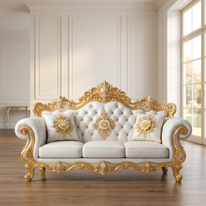 Conjunto de Sofá Tradicional Convertible de 3 Plazas en Madera de Teca Sólida con Espuma, Muebles de Sala Hechos a Mano - Product Image 3