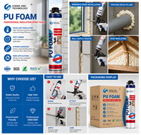 Mousse polyuréthane monocomposant en spray, adhésif isolant, mousse expansive, mastic pour usage construction, remplissage de grands espaces