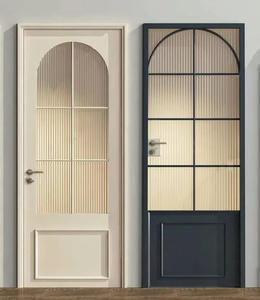 <span class=keywords><strong>Porte</strong></span> de séparation classique en verre trempé cintrée avec cadre fin en alliage d'aluminium pour coulissage intérieur cuisine et salle de bain - Product Image 5
