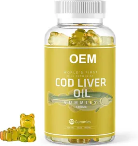 Etiqueta privada Omega 3 Vitaminas para niños Gummies Aceite de hígado de bacalao para El apoyo inmunológico Salud del corazón