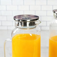 Pichet à eau et carafe à jus carrés modernes en verre de 2,2 L/73 OZ avec couvercle, écologiques et résistants à la chaleur, pour cadeaux promotionnels (vente en gros)