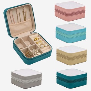 Women's Leather Sublimation Jewelry Box Blank Vintage Style with Mirror Portable Travel Organizer Birthday Gift Case