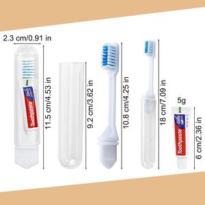 Support de brosse à dents de voyage pliable et hygiénique avec brosse à poils moyens pour adulte, marque OEM, dentifrice inclus - Product Image 6