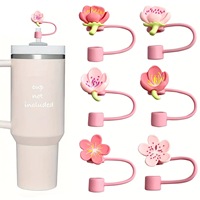 Capuchon créatif en forme de fleur de cerisier pour paille en verre de 10 mm, série rose, anti-poussière, nouveau modèle