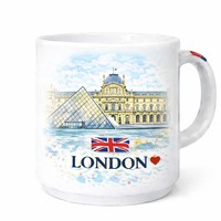 Mug en porcelaine de style Dolomite, souvenir du British Museum de Londres, avec poignée, pour les boissons chaudes, compatible micro-ondes et lave-vaisselle