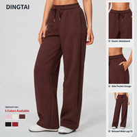 Pantalon de survêtement large en molleton doublé Dingtai pour femme, 65 % polyester, 35 % coton, chaud, confortable, décontracté, pour le sport et la course à pied