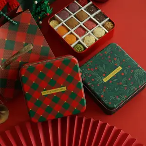 Weihnachts quadrat Form Cookie Praline Lagerung kann Geschenk Blechdose