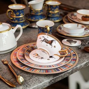 Wholesale Gold <b>Set</b> Fine Bone China Tea <b>Cup</b> Porcelain Coffee <b>Cup</b> <b>Set</b> Bone China Tea <b>Sets</b> with Horse - Product Image 3