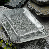 Plateau à thé en verre de rosée glacée de style japonais Porte-théière créatif Table de brassage à sec Assiette à dessert Camping transparent