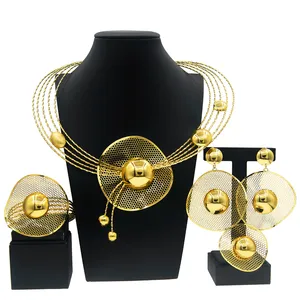 Yulaili Fashion Jewelry Sets Necklace Earrings Bangle Ring Set African Woman Costume Accessories Brazilian Gold Plated Jewelry