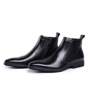 Bottes Chelsea chaudes d'hiver pour hommes, chaussures en cuir pleine longueur avec doublure en polaire et bout rond - Product Image 2