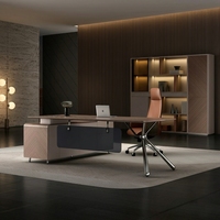Bureau de direction moderne de luxe en bois sur mesure avec cadre en acier et tiroir à serrure à code