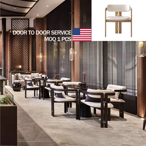 Sillón de salón moderno Silla de comedor Tela tapizada Cojín de cuero negro Marco de madera maciza Silla de <span class=keywords><strong>Pamplona</strong></span> - Product Image 2