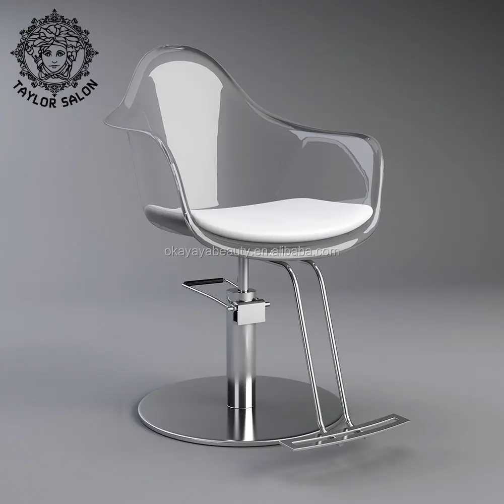 Chaise transparente en acrylique, meuble de Salon de coiffure, fauteuil pour coupe de cheveux, style,