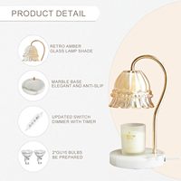 Lampe chauffe-bougie électrique en marbre avec minuterie et variateur d'intensité, 2 ampoules, bougie parfumée, décoration d'intérieur, cadeau pour la fête des mères