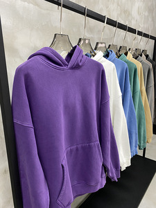 H5534 Wholesale Custom 380 Gsm Cotton <b>Blends</b> Acid Washed Hoodies Oversized Streetwear Blank Hoodies - Product Image 3