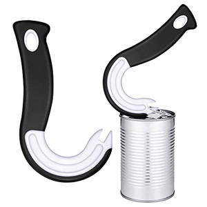 Ouvre-boîtes portable en forme de J à prise facile, outils de cuisine antidérapants pour ouvrir les bocaux, ouvre-couvercles, ouvre-boîtes à anneau, multifonctionnel - Product Image 1