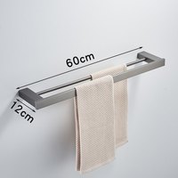 WEIHAO Ensemble d'accessoires de salle de bain gris anthracite, barre porte-serviettes simple, fixation murale, en acier inoxydable