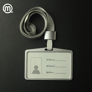Porta carte identificative <span class=keywords><strong>da</strong></span> lavoro metallico orizzontale con cordino per <span class=keywords><strong>collo</strong></span> di alta qualità - Product Image 2