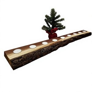 Wooden Rectangular Handmade <b>Tea</b> Light Holder Candle <b>Stand</b> Brown Eco-Friendly Durable Christmas Home Decor Customized Logo Safe - Product Image 4