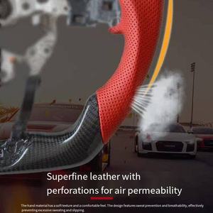 Volant de direction en cuir noir et fibre de carbone pour Ford <span class=keywords><strong>Fiesta</strong></span> <span class=keywords><strong>MK7</strong></span> <span class=keywords><strong>MK7</strong></span>.5 2009-2017, volant de direction de voiture <span class=keywords><strong>sport</strong></span> à fond plat - Product Image 3